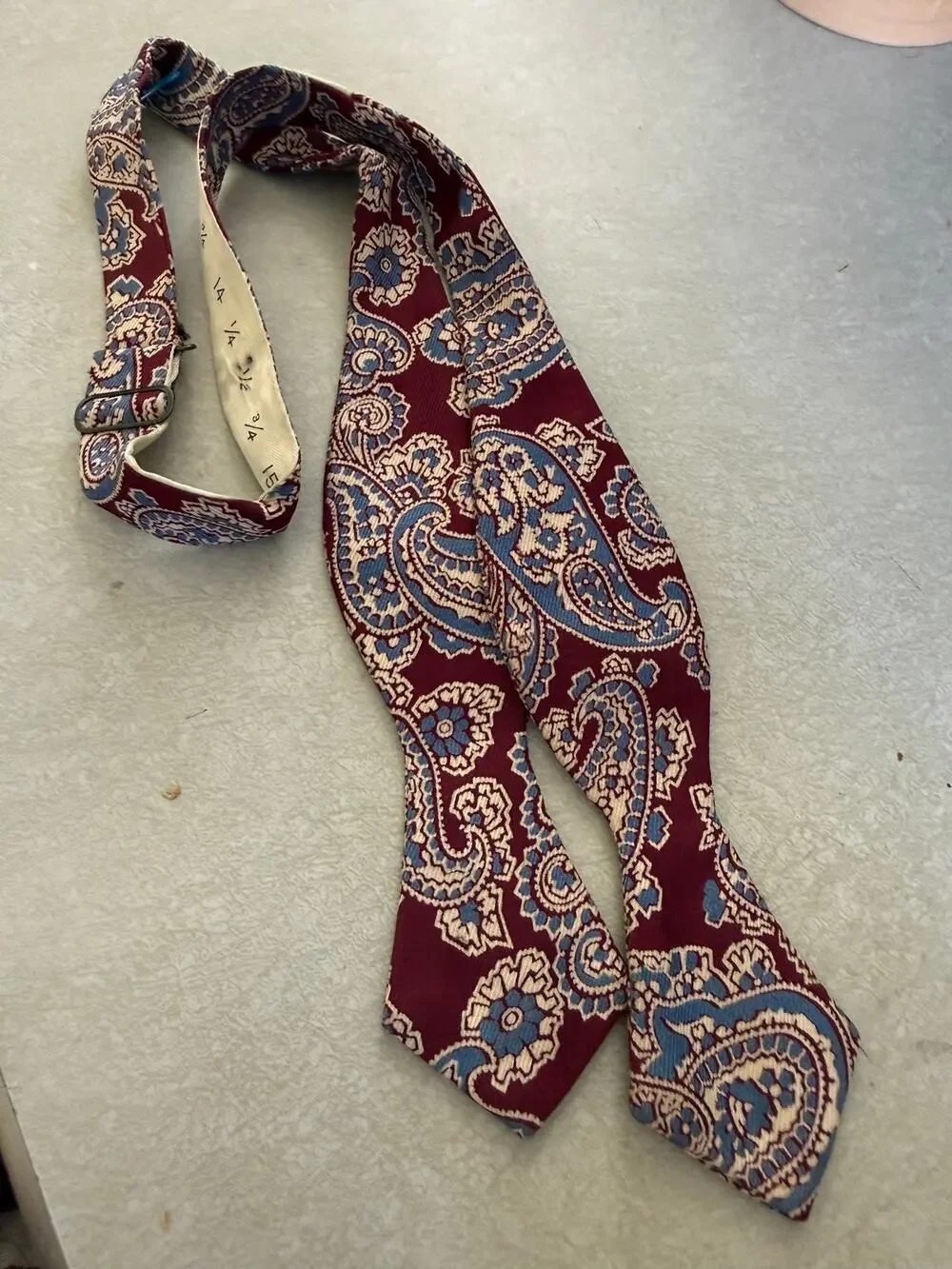 Vintage Red and Blue Paisley Silk Bow Tie Adjustable